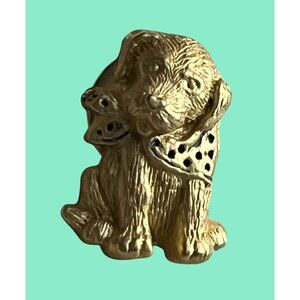 Golden Dog Lapel Pin With Bow Tie 5/8" Vintage Design Collectible Accessory